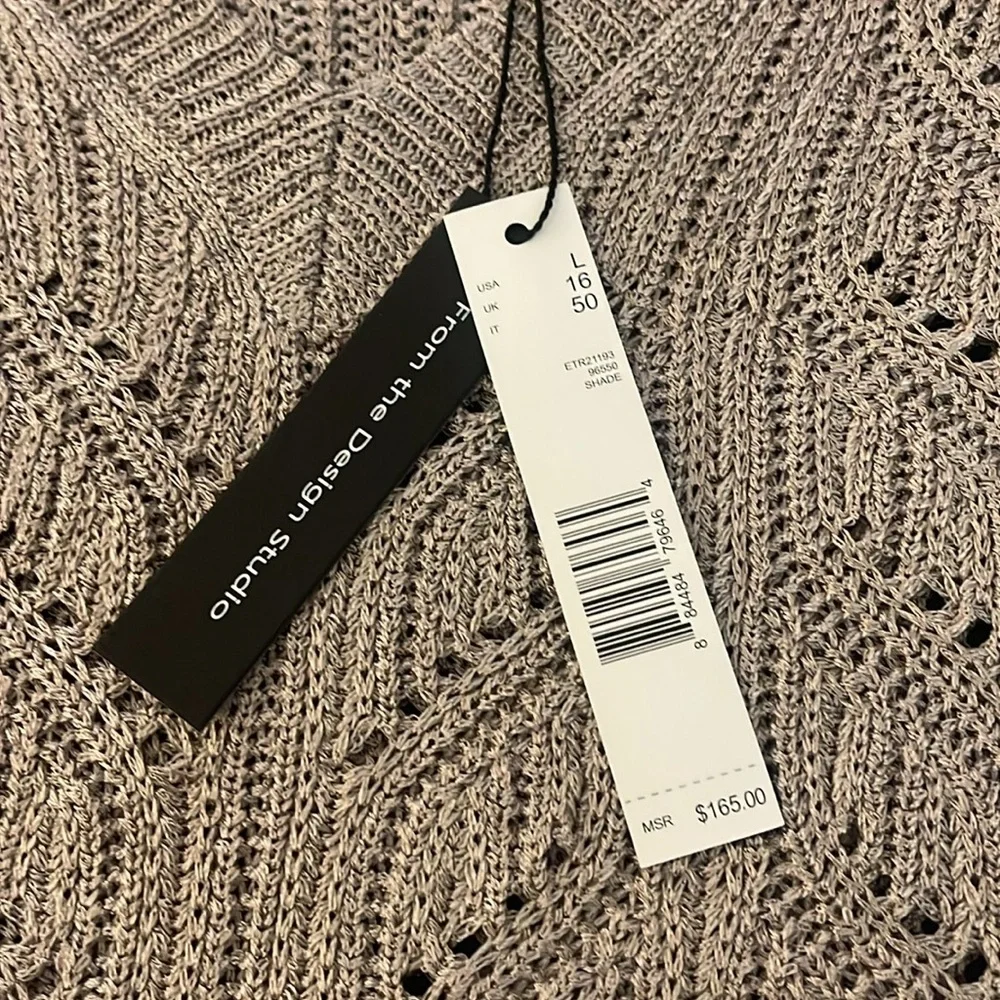 NWT Elie Tahari Pointelle Sweater. Size Large. Light Beige/Sable. - Picture 7 of 7